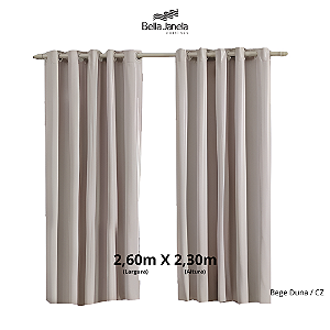 CORTINA BLACKOUT PVC CORTA LUZ | 2.60m x 1.70m | ILHOS -  BEGE DUNA/CZ