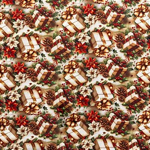 TECIDO TRICOLINE DIGITAL NATAL | 1,50m X 0,50cm | PRESENTES DE NATAL