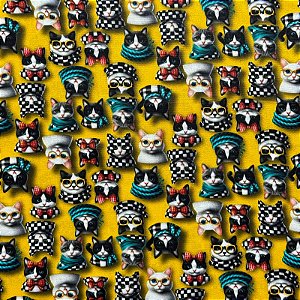 TECIDO TRICOLINE DIGITAL | 1,50m X 0,50cm |  GATO MIA