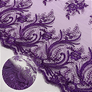 TULE BORADADO RENDA CORD METALIC 2 | 1,30m | MAGETA PURPLE