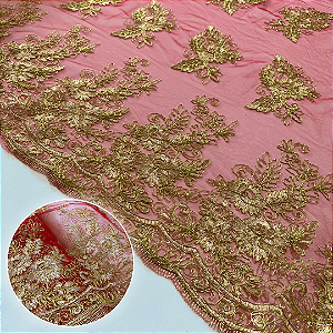 TULE BORADADO RENDA CORD METALIC 2 | 1,30m | INCA GOLD