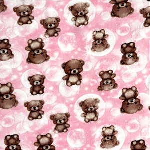 TECIDO MICROSOFT PETTENATI ESTAMPADO | 1m X 1,63m | URSINHO ROSA 03385G