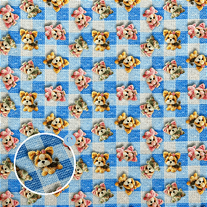TECIDO TRICOLINE DIGITAL | 1,50m X 0,50cm | CACHORRINHOS TRICOT