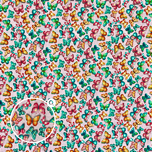 TECIDO TRICOLINE DIGITAL | 1,50m X 0,50cm | BORBOLETAS COLORIDAS