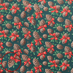 TECIDO TRICOLINE DIGITAL NATAL | 1,50m X 0,50cm | PINHAS DE NATAL