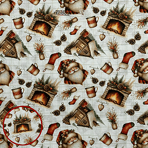 TECIDO TRICOLINE DIGITAL NATAL | 1,50m 0,50cm | CHALÉS DE NATAL