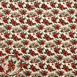 TECIDO TRICOLINE DIGITAL NATAL | 0,50cm X 1,50m - 100% Algodão | BICO DE PAPAGAIO MADEIRA