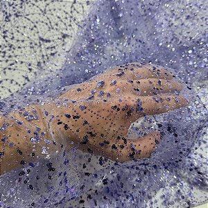 TECIDO TULE COM GLITTER E PAETÊ NEBULOSA | 1,48m | LILAS