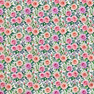 TRICOLINE BAHAMAS ESTAMPADO PREMIUM | 0,50cm X 1,50m - 100% Algodão | Jardim de Rosas Des: 9050 V290