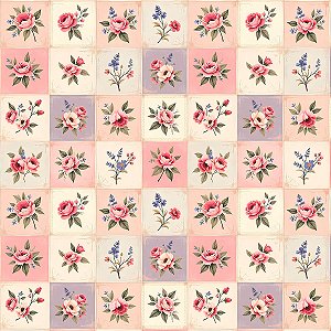 TRICOLINE BAHAMAS ESTAMPADO PREMIUM | 0,50cm X 1,50m - 100% Algodão | Jardim Vintage Des: 9050 V293