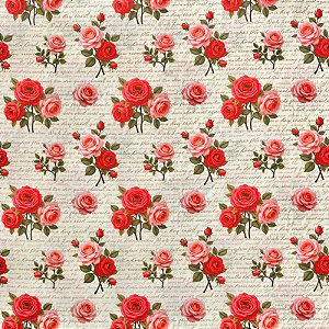 TRICOLINE BAHAMAS ESTAMPADO PREMIUM | 1,50m - 100% Algodão | Cartas de Rosas Des: 9050 V292