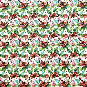 TRICOLINE BAHAMAS ESTAMPADO PREMIUM | 0,50cm X 1,50m - 100% Algodão | Borboletas Des: 9050 V295