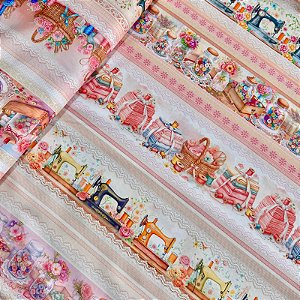 TRICOLINE BAHAMAS ESTAMPADO PREMIUM | 0,55cm X 1,50m - 100% Algodão | Costureira Des:9050 V296