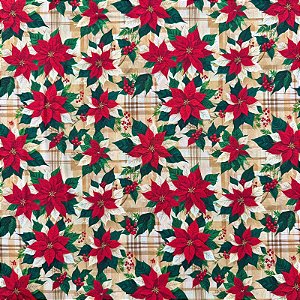 TRICOLINE BAHAMAS DIGITAL PREMIUM | 0,50cm X 1,50m - 100% Algodão | FLORES NATALINAS  Des: 9001 E230