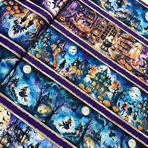 TRICOLINE BAHAMAS DIGITAL PREMIUM | 0,55cm X 1,50m - 100% Algodão | halloween Des: 9011 E012