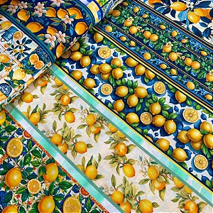 TRICOLINE BAHAMAS DIGITAL PREMIUM | 0,55cm X 1,50m - 100% Algodão | Limone Mediterrâneo Des: 9012 E024