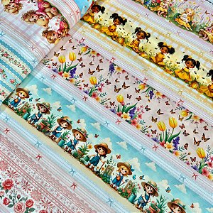 TRICOLINE BAHAMAS DIGITAL PREMIUM | 0,55cm X 1,50m - 100% Algodão | Infantil Meninas Des: 9012 E032