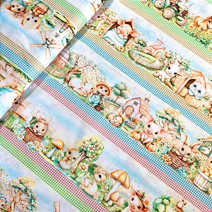 TRICOLINE BAHAMAS DIGITAL PREMIUM | 0,55cm X 1,50m - 100% Algodão | Fazendinha Clara Des: 9012 E035