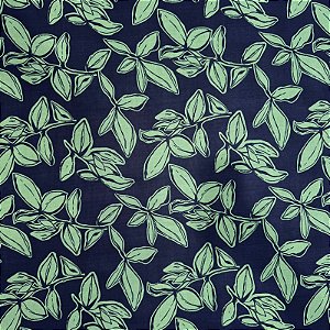 TECIDO DE MALHA LIGANETE | 1m X 1,50m | Est: Flores Verde / Marinho