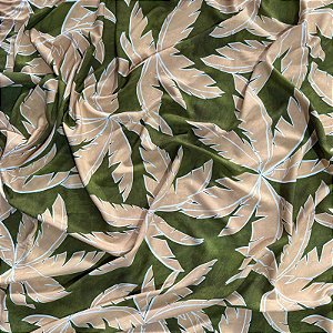 TECIDO VISCOSE | 1,50m - 100% Viscose | Folhagem Verde/Bege