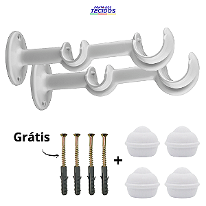 SUPORTE PARA CORTINA PRATIKO GROSSO DUPLO (28/19mm) | BRANCO