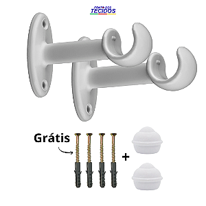 SUPORTE PARA CORTINA MEDIO 19mm  PRATIKO PP | BRANCO