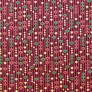 Tricoline Estampada Natalino | 0,50cm X 1,50m | Coração Vermelho