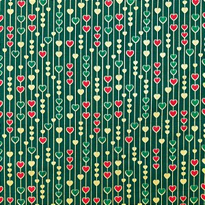 Tricoline Estampada Natalino | 0,50cm X 1,50m | Coração Verde