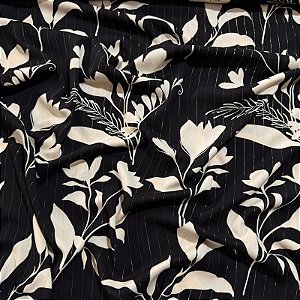 VISCOSE PREMIUM C/ LUREX 1,50m - 98% Viscos 2% Lurex Folhagem Preto VR14