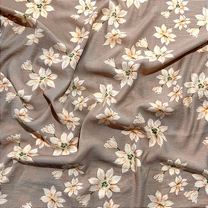 VISCOSE PREMIUM C/ POLIAMIDA | 1,55m - 81% Viscos 19% Polia | Floral Bege VR14