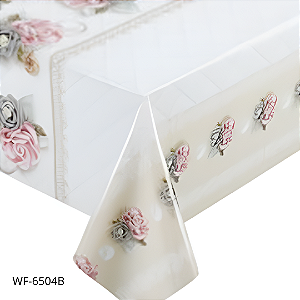 TOALHA DE MESA PLÁSTICO TÉRMICO | 1m X 1,37m | ROSAS BARRADO WF-6504B