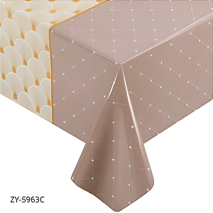 TOALHA DE MESA PLÁSTICO TÉRMICO | 1m X 1,37m | CONCHAS XADREZ BARRADO ZY-5963C