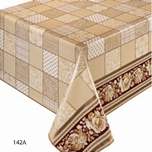 TOALHA DE MESA PLÁSTICO TÉRMICO | 1m X 1,37m | FLORAL/PATCHWORK BEGE 142A