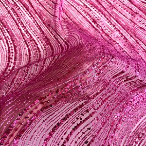 Tule C/ Glitter Boreal e Paetê | 1,45m | Rosa Pink