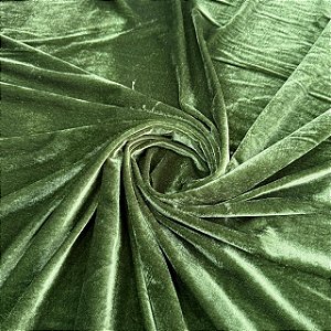 VELUDO MOLHADO ALEMÃO COM BRILHO CRISTAL | 1m X 1,50m | Verde Militar