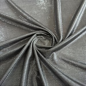 TECIDO MALHA SANTA MONICA | 1,40m - 4% Elastano | Preto Com Prata 309