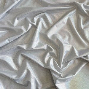TECIDO MALHA BRILHO HOLOGRAFICO | 1,50m - 5% Elastano | Branco