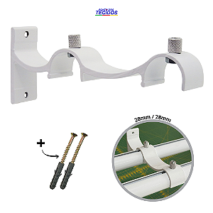 Suporte Para Cortina Duplo Grosso (28mm / 28mm) Aluminio Perfil Invertido - Branco