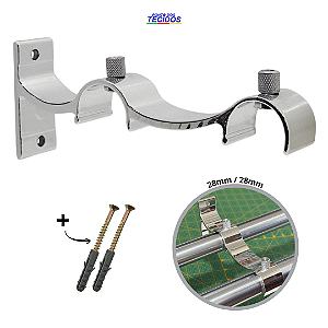 Suporte Para Cortina Duplo Grosso (28mm / 28mm) Aluminio Perfil Invertido - Cromado