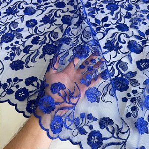 Renda Barrada Premium | 1,30m - 100% Poliéster | Azul