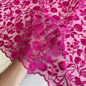 Renda Barrada Premium | 1,30m - 100% Poliéster | Rosa