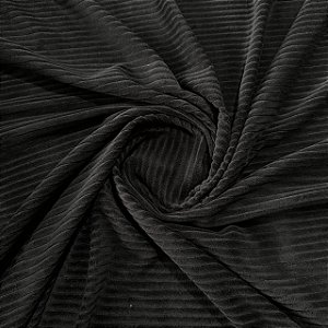 Malha Veludo Canelada | 1,55m - 0,265g/m² | Preto