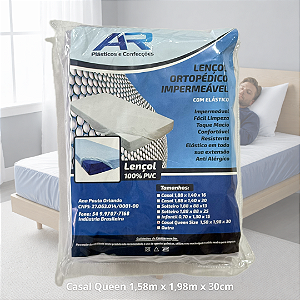 Lençol Ortopédico Impermeável com Elástico | 1,58m X 1,98cm X 0,30cm | 100% PVC - Queen