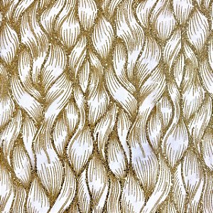 Tecido Tule Glitter Arabesco Ondulado | 1,50m - 100% Poliamida | Dourado