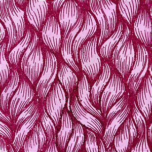 Tecido Tule Glitter Arabesco Ondulado | 1,50m - 100% Poliamida | Rosa Pink