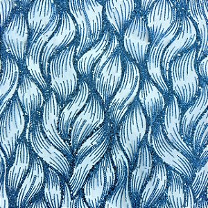 o Tule Glitter Arabesco Ondulado | 1,50m - 100% Poliamida | Azul Serenity