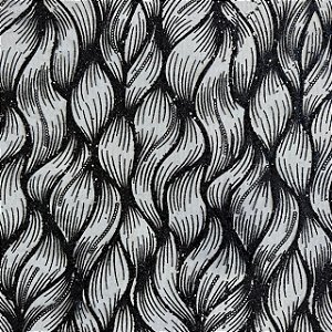 o Tule Glitter Arabesco Ondulado | 1,50m - 100% Poliamida | Preto