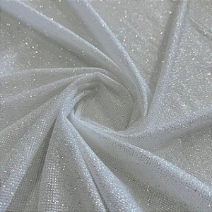 Tecido Tule com Glitter Mágico Holográfico | 1,50m - 100% Poliamida | Branco