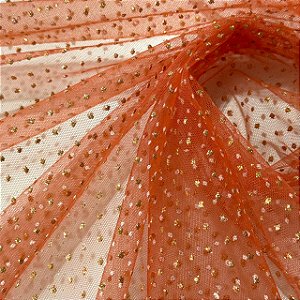 Tule Glitter Constelação Pontilhada - 1,50m - Terracota
