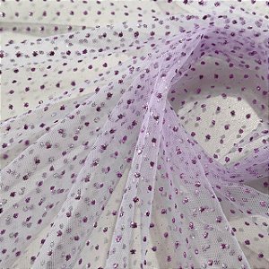 Tule Glitter Constelação Pontilhada - 1,50m - Lilás
